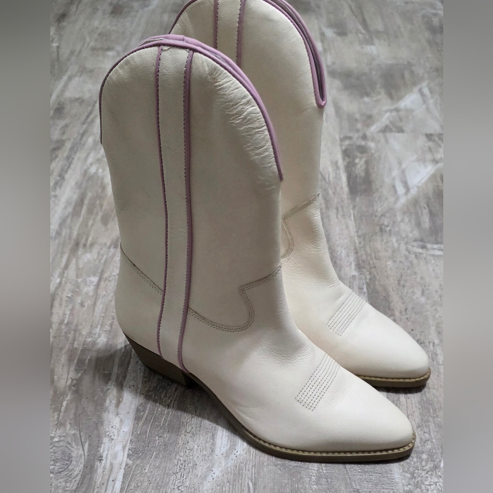 Free People Bordeline Western Cowboy Boots Stacked Heel Size 7.5 - Picture 2 of 14